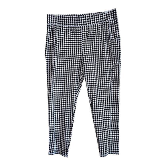 DENIM & CO Women's XL Pants Leggings Houndstooth Black White Gray Ankle Stretch - Picture 1 of 8